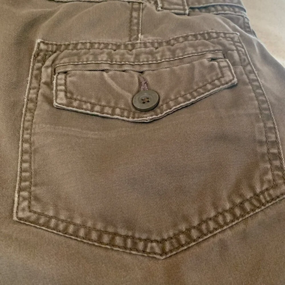 VTG Y2K Women's Cargo Shorts Mid Rise Brown Sz 34‎ Casual Pockets